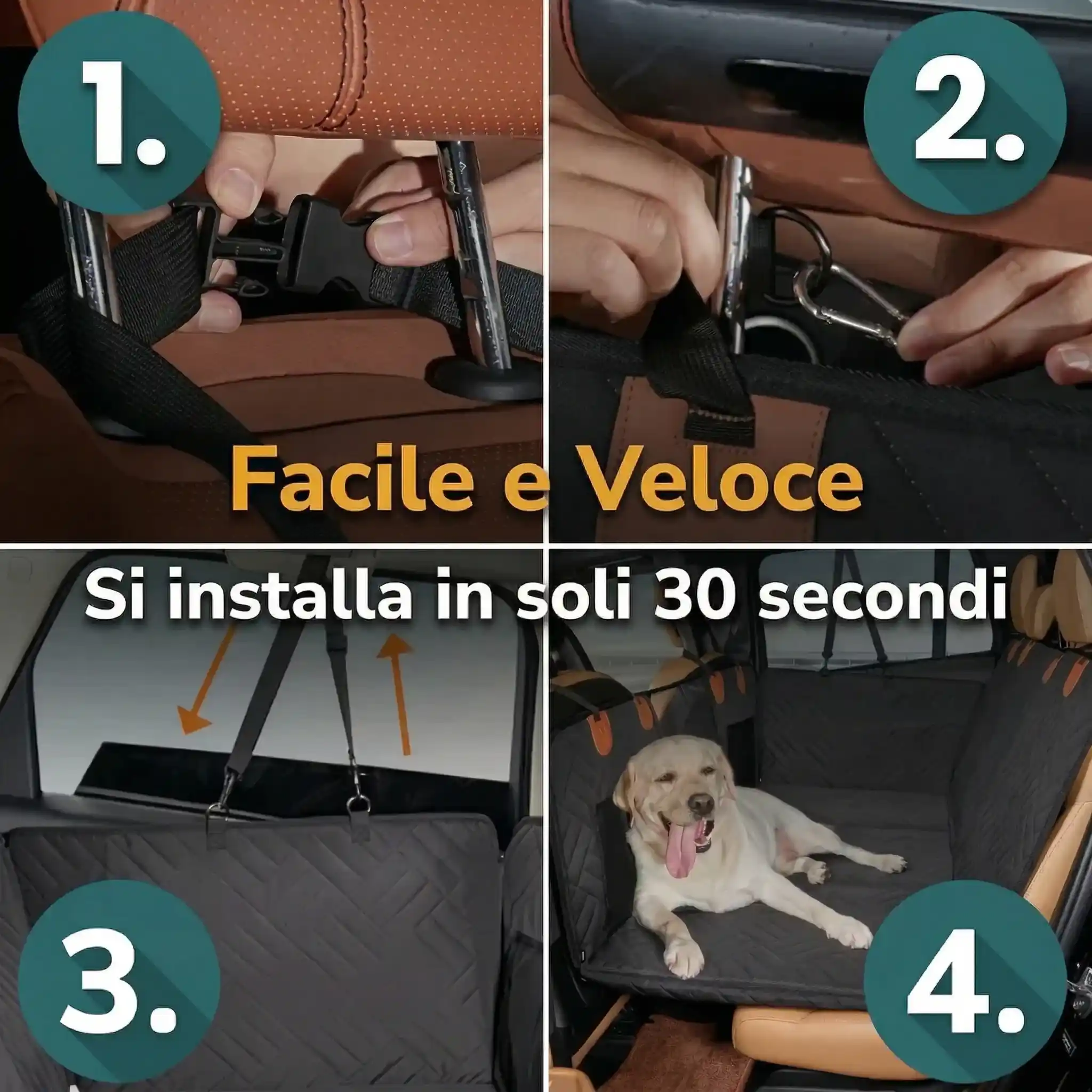 Installazione rapida coprisedile auto per cani in 30 secondi senza attrezzi