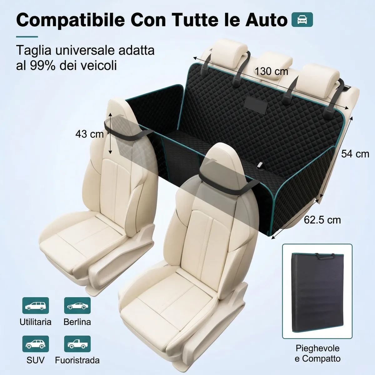Dimensioni coprisedile auto universale per cani - compatibile berline SUV station wagon